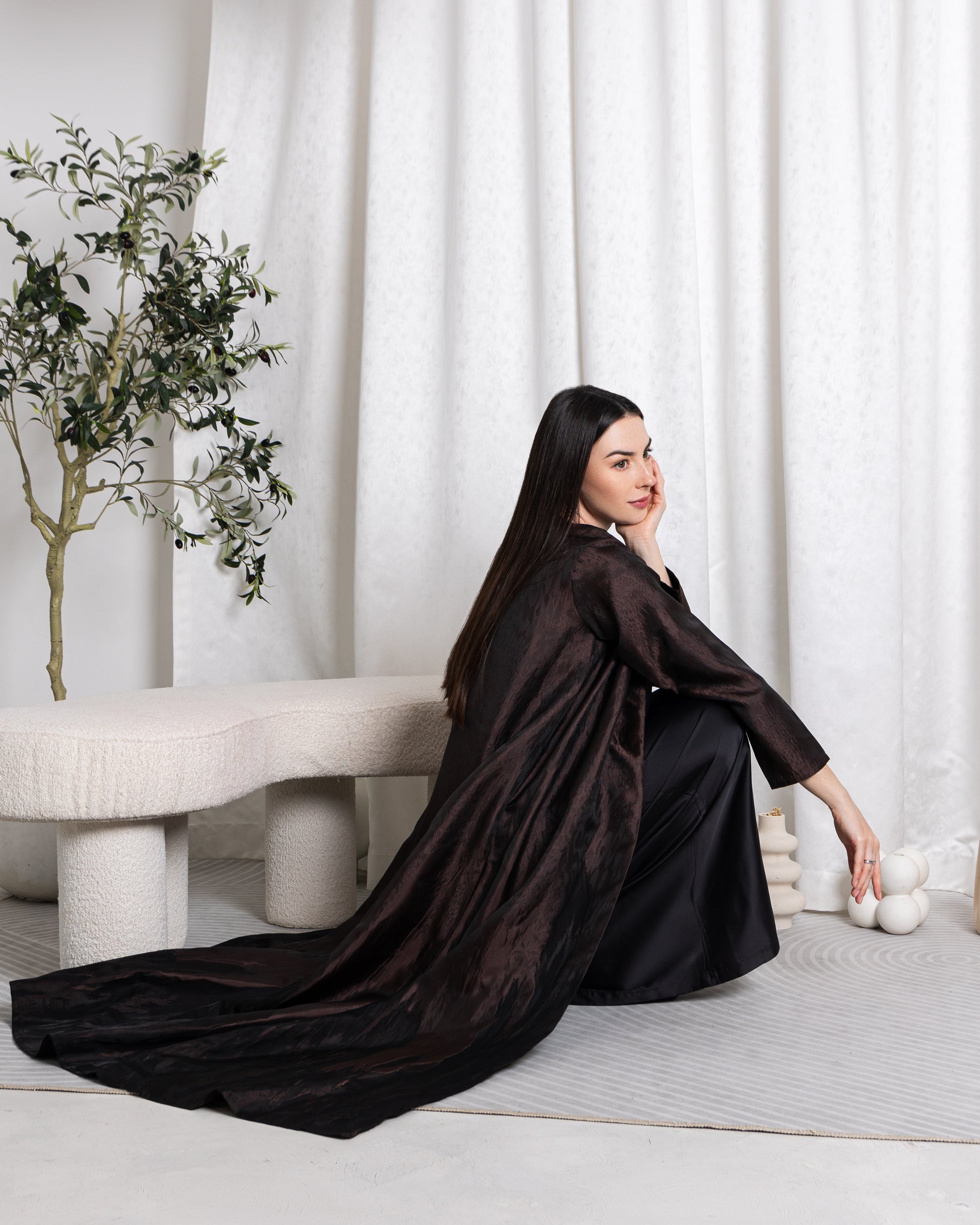 Midnight blue And Dark sand Abaya
