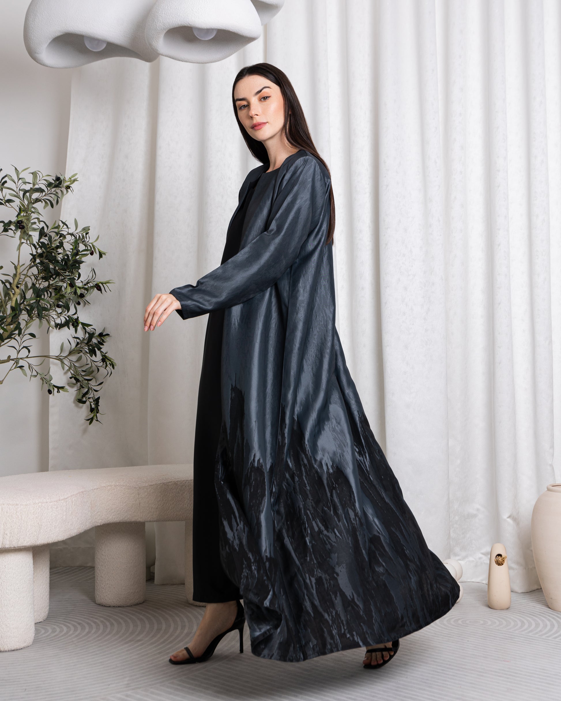 Midnight blue And Dark sand Abaya